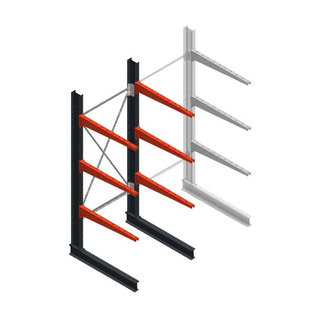 Medium draagarmstelling BR enkelzijdig 2500x1000x1000mm (hxbxd) 3 niveaus beginsectie 175/arm