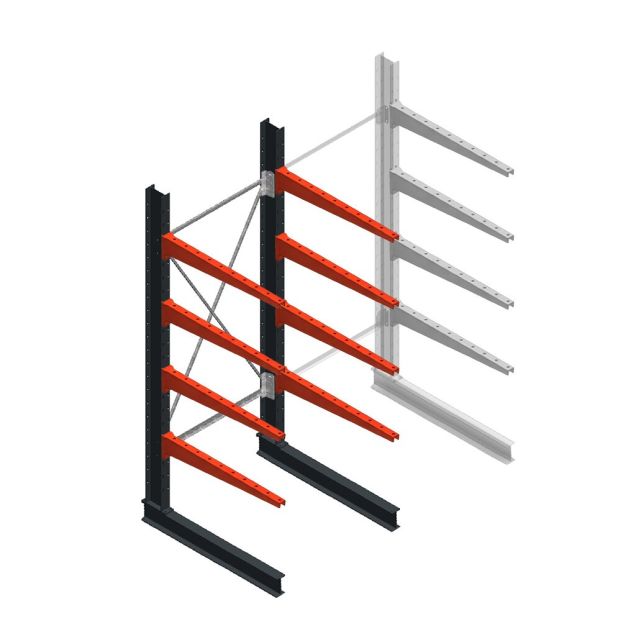 Medium draagarmstelling BR enkelzijdig 2500x1000x1000mm (hxbxd) 4 niveaus beginsectie 175/arm