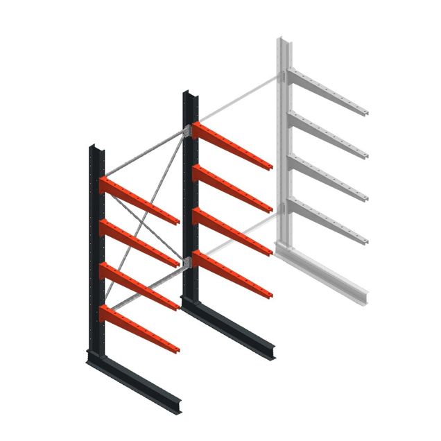 Medium draagarmstelling BR enkelzijdig 2500x1250x1000mm (hxbxd) 4 niveaus beginsectie 275/arm