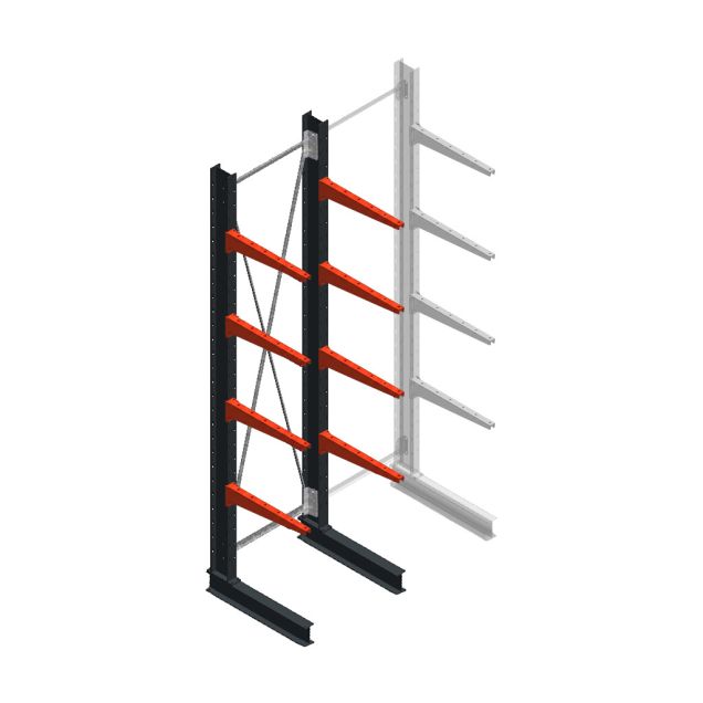 Medium draagarmstelling BR enkelzijdig 3000x750x600mm (hxbxd) 4 niveaus beginsectie 290/arm