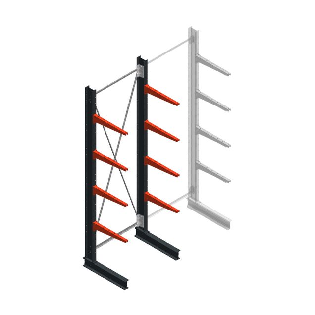 Medium draagarmstelling BR enkelzijdig 3000x1000x600mm (hxbxd) 4 niveaus beginsectie 290/arm