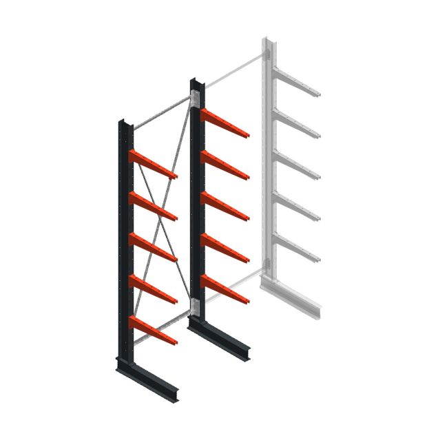 Medium draagarmstelling BR enkelzijdig 3000x1000x600mm (hxbxd) 5 niveaus beginsectie 290/arm