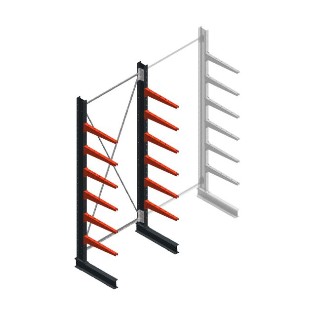 Medium draagarmstelling BR enkelzijdig 3000x1250x600mm (hxbxd) 6 niveaus beginsectie 425/arm