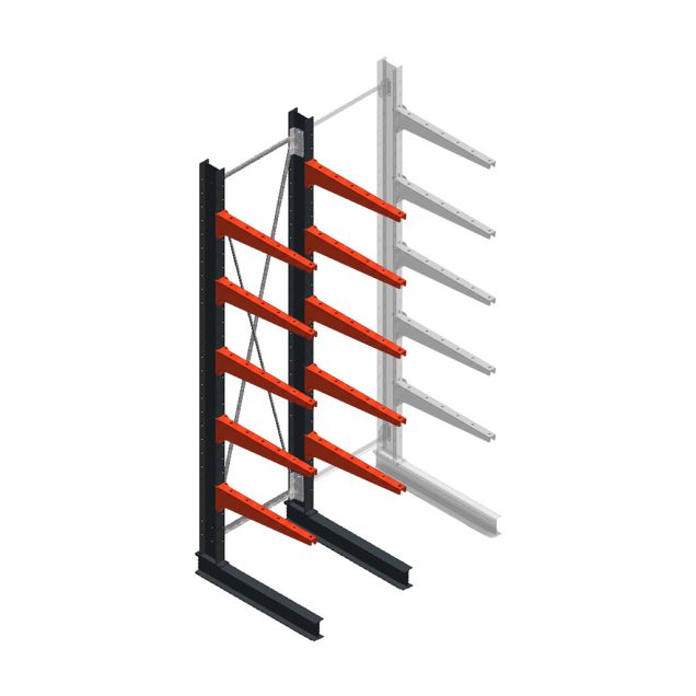 Medium draagarmstelling BR enkelzijdig 3000x750x800mm (hxbxd) 5 niveaus beginsectie 340/arm