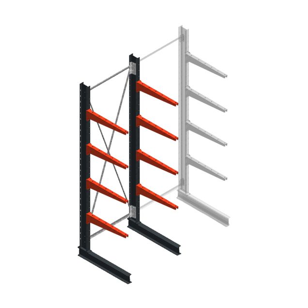 Medium draagarmstelling BR enkelzijdig 3000x1000x800mm (hxbxd) 4 niveaus beginsectie 340/arm