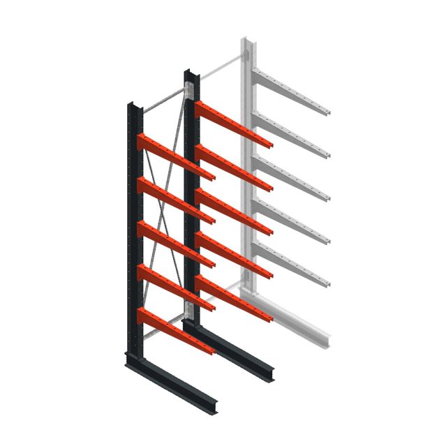 Medium draagarmstelling BR enkelzijdig 3000x750x1000mm (hxbxd) 5 niveaus beginsectie 275/arm