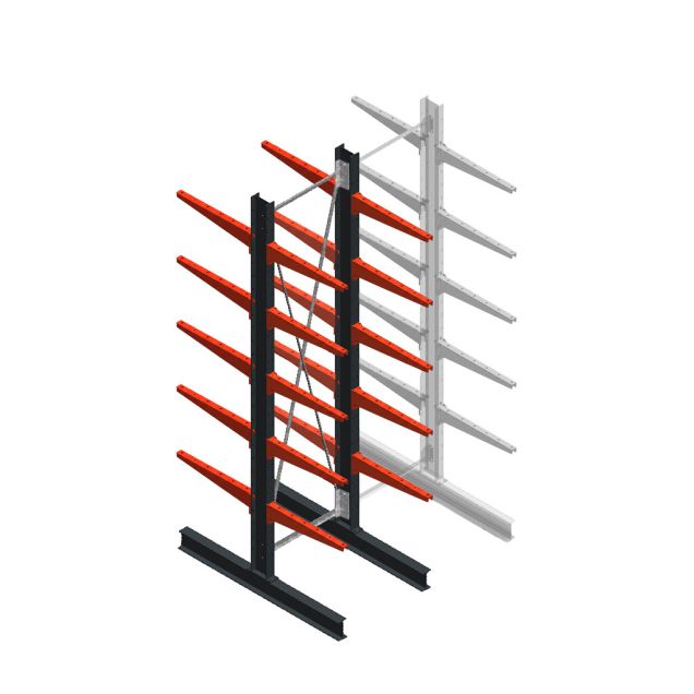 Medium draagarmstelling BR enkelzijdig 3000x750x600mm (hxbxd) 5 niveaus beginsectie 290/arm