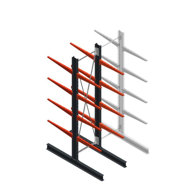 Medium draagarmstelling BR enkelzijdig 3000x750x800mm (hxbxd) 4 niveaus beginsectie 220/arm