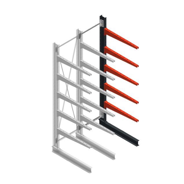 Medium draagarmstelling BR enkelzijdig 3000x750x1000mm (hxbxd) 5 niveaus aanbouwsectie 275/arm