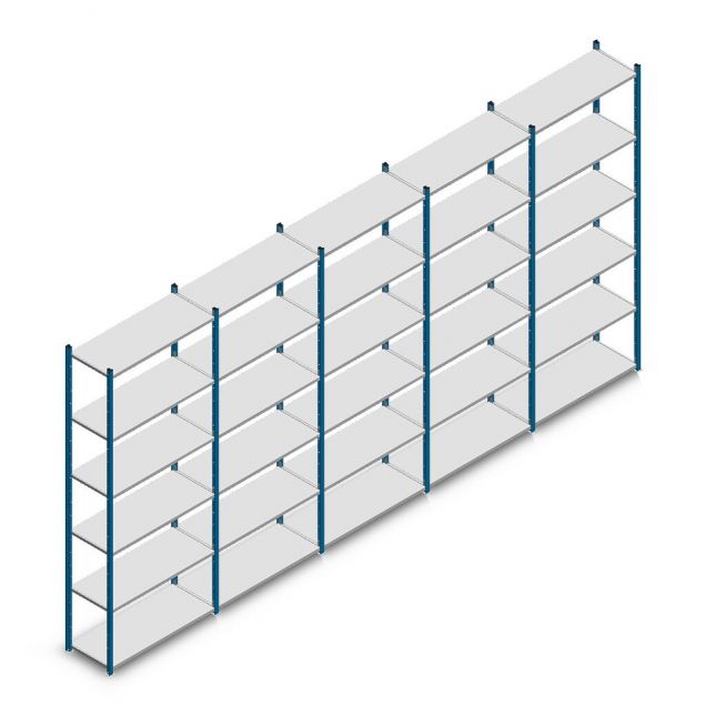 Voordeelrij legbordstelling Medium Duty 2500x5000x400 mm (hxbxd) 6 niveaus blauw
