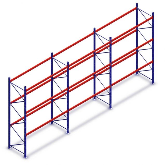 Voordeelrij gebruikte Mecalux palletstelling 4800x8420x900 mm (hxbxd) 3 niveaus