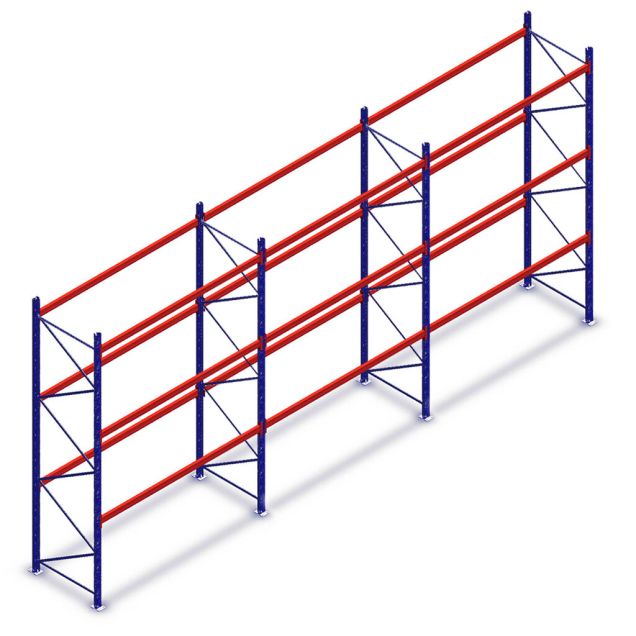 Voordeelrij gebruikte Mecalux palletstelling 4000x6190x1100 mm (hxbxd) 3 niveaus