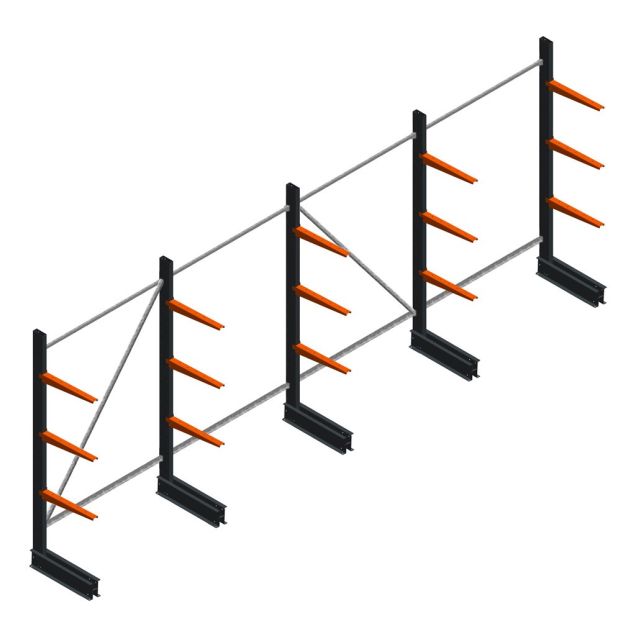 Voordeelrij lichte draagarmstelling BR enkelzijdig 2000x5100x500 mm (hxbxd) 3 niveaus