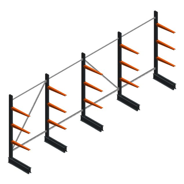Voordeelrij lichte draagarmstelling BR enkelzijdig 2000x5100x600 mm (hxbxd) 3 niveaus