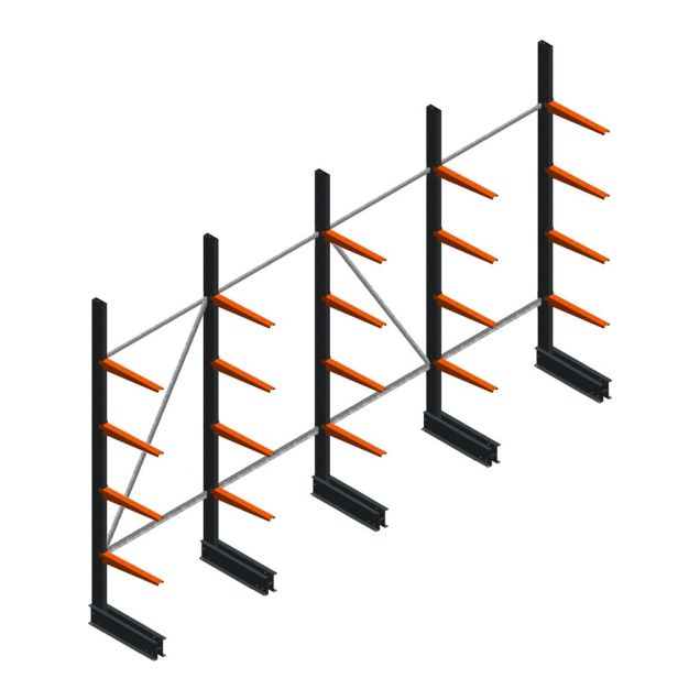Voordeelrij lichte draagarmstelling BR enkelzijdig 2500x4100x500 mm (hxbxd) 4 niveaus