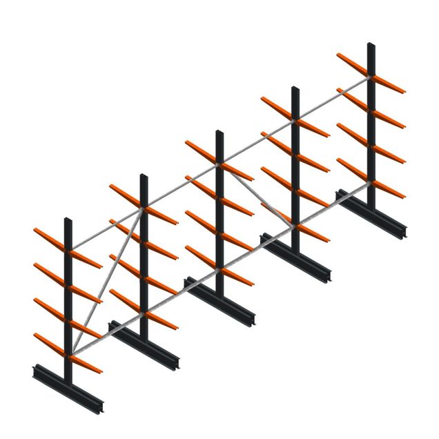 Voordeelrij lichte draagarmstelling BR dubbelzijdig 2500x5100x500 mm (hxbxd) 4 niveaus