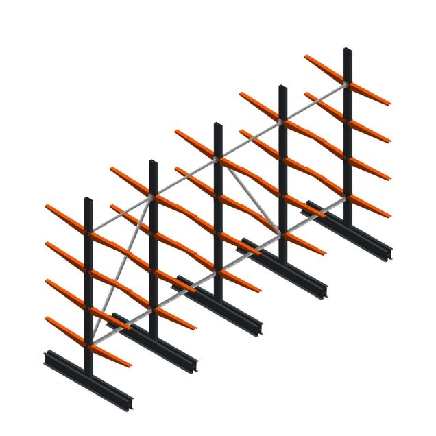 Voordeelrij lichte draagarmstelling BR dubbelzijdig 2500x4100x600 mm (hxbxd) 4 niveaus