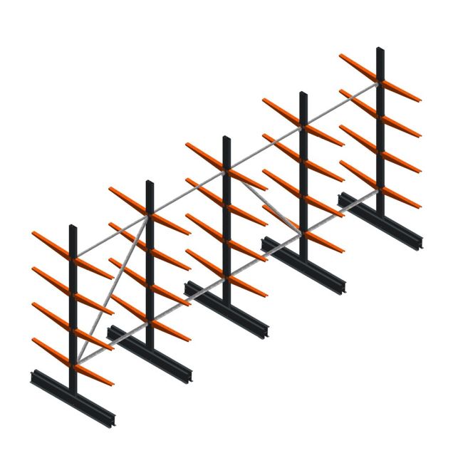Voordeelrij lichte draagarmstelling BR dubbelzijdig 2500x5100x600 mm (hxbxd) 4 niveaus