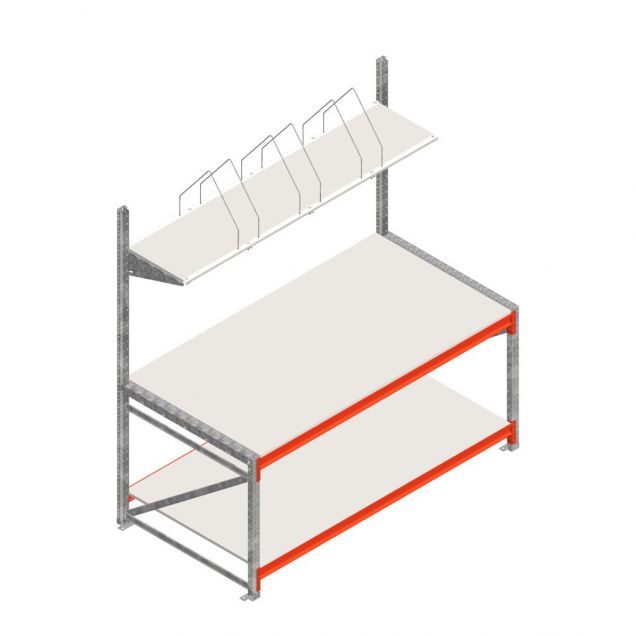 Inpaktafel dubbellaags met opbouw 1965x1000x2000 mm (bxdxh) beginsectie