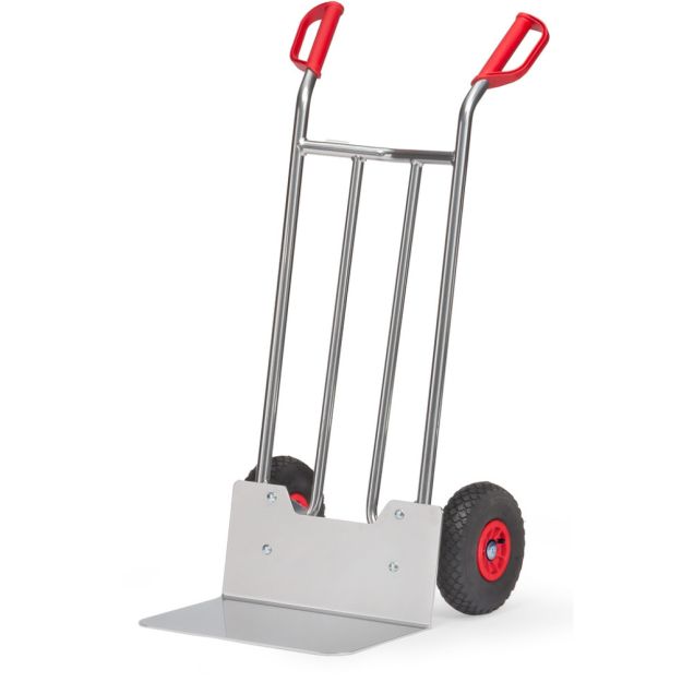 Aluminium steekwagen 150 kg 1150 mm met luchtbanden, extra grote schep