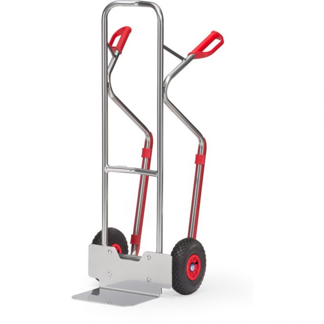 Aluminium steekwagen 200 kg 1300 mm met luchtbanden en glijstrips