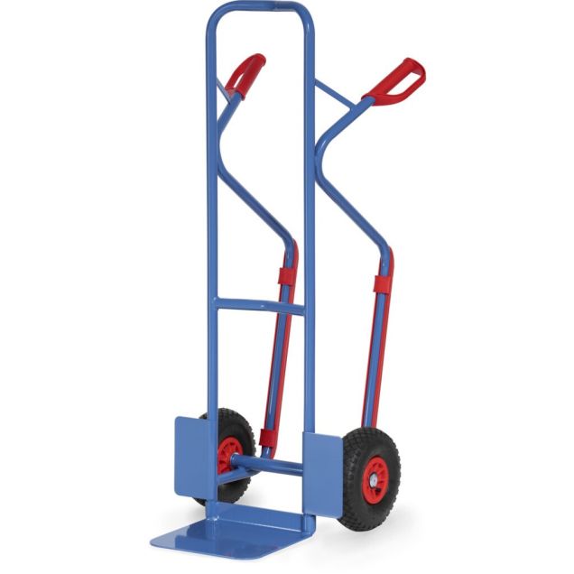 Stalen steekwagen 300 kg 1300 mm met luchtbanden en glijstrips