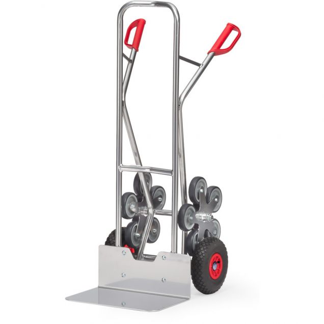 Trappensteekwagen aluminium 200 kg 1300 mm met 2 vijfarmige wielsterren, extra brede schep