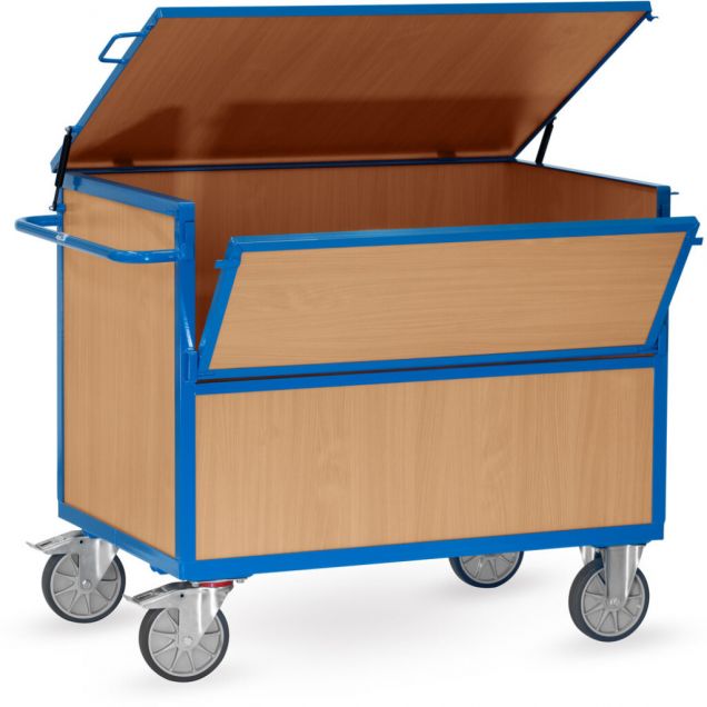 Bakwagen 600 kg 1200x800 met houten wanden en deksel