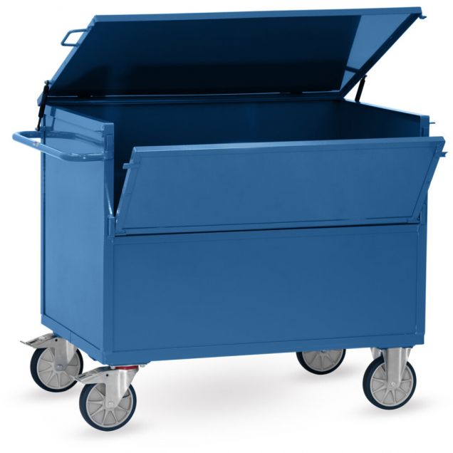 Bakwagen 600 kg 1200x800 met wanden van staalplaat en deksel