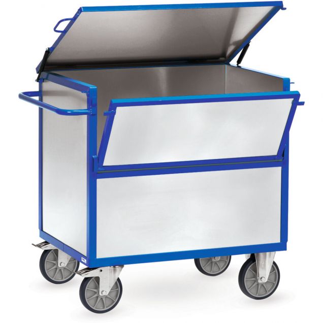 Bakwagen 600 kg 1000x700 met wanden van verzinkt staalplaat en deksel