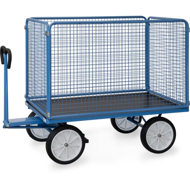 Handtrekwagen met draadgaas wanden 1600x900x1480 mm (lxbxh) 1000 kg