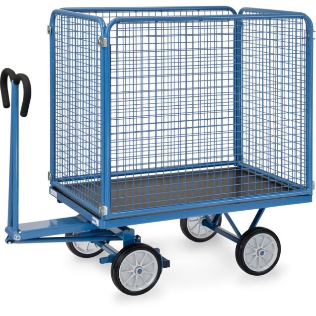 Handtrekwagen met draadgaas wanden 1200x800x1415 mm (lxbxh) 750 kg