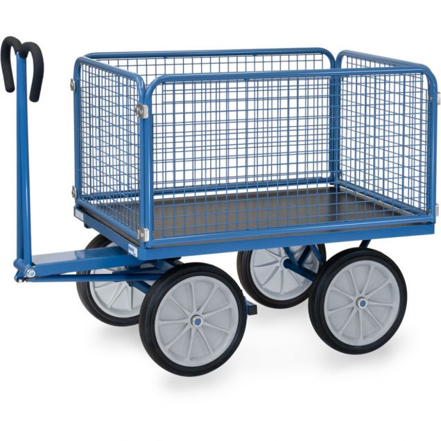 Handtrekwagen met draadgaas wanden 1200x800x1190 mm (lxbxh) 1000 kg
