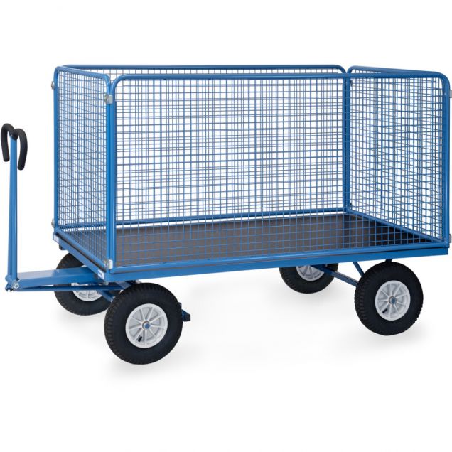 Handtrekwagen met draadgaas wanden 2000x1000x1490 mm (lxbxh) 1250 kg