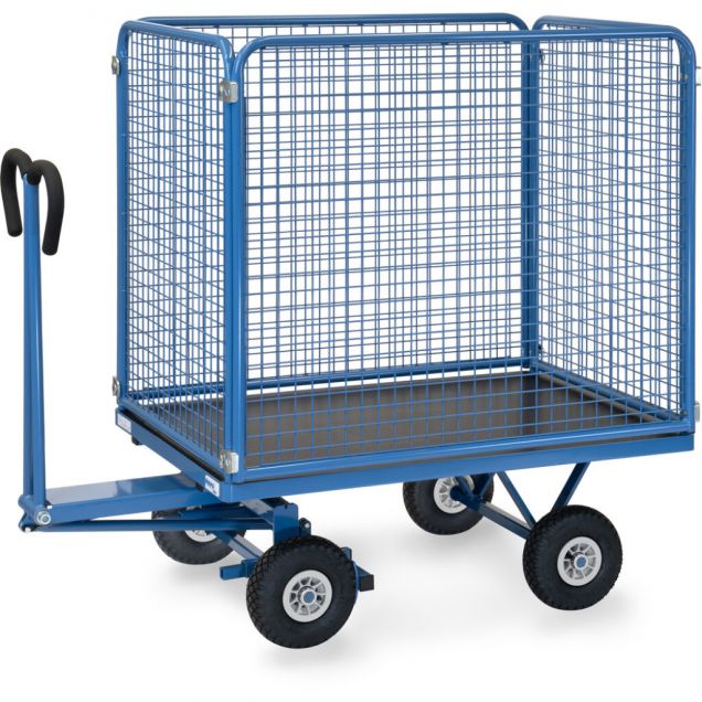 Handtrekwagen met draadgaas wanden 1200x800x1420 mm (lxbxh) 750 kg