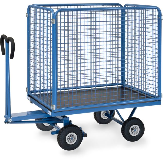 Handtrekwagen met draadgaas wanden 1200x800x1420 mm (lxbxh) 750 kg