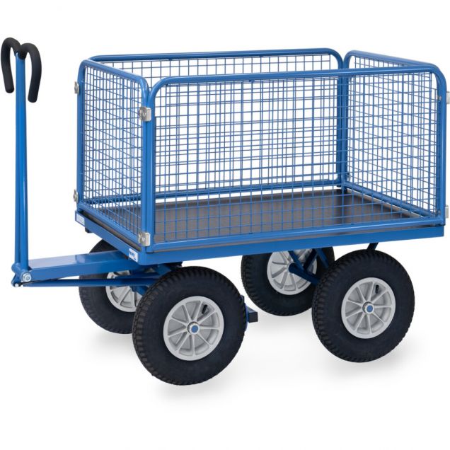 Handtrekwagen met draadgaas wanden 1200x800x1200 mm (lxbxh) 1000 kg