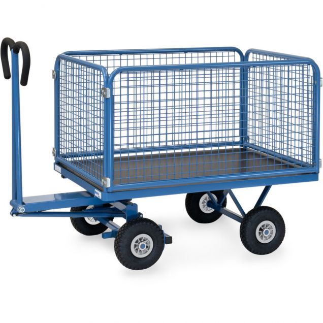 Handtrekwagen met draadgaas wanden 1200x800x1130 mm (lxbxh) 750 kg