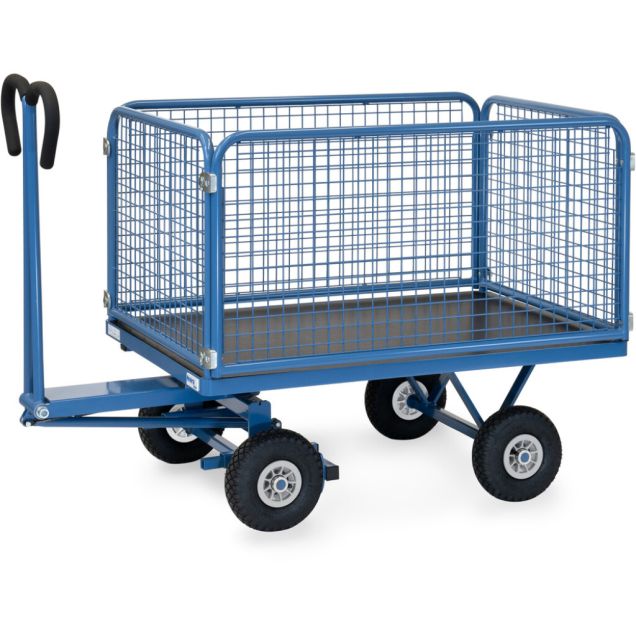 Handtrekwagen met draadgaas wanden 1200x800x1130 mm (lxbxh) 750 kg
