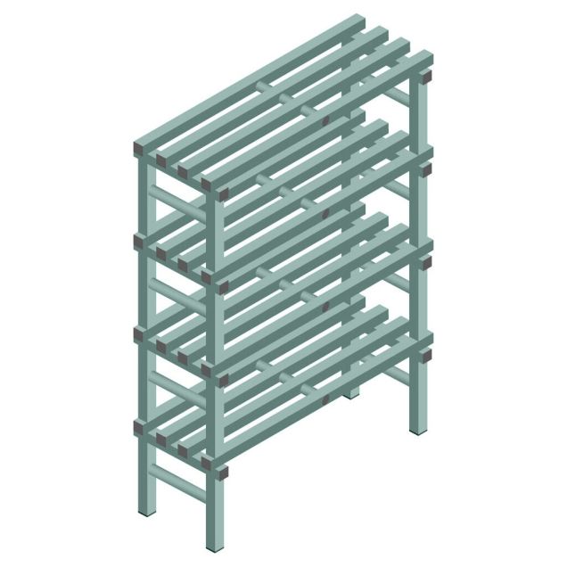 Kunststof stelling REA Euro Design 1450x1000x400 mm (hxbxd) 4 niveaus