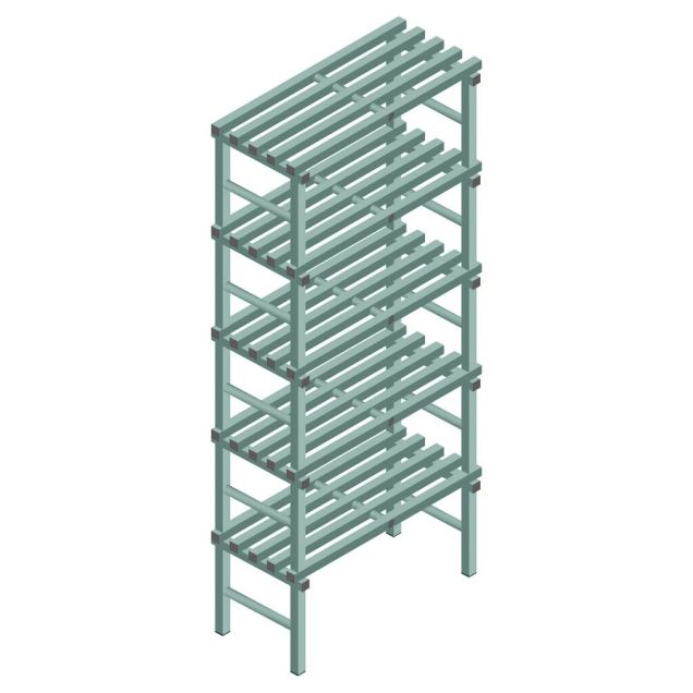 Kunststof stelling REA Euro Design 2450x1000x500 mm (hxbxd) 5 niveaus
