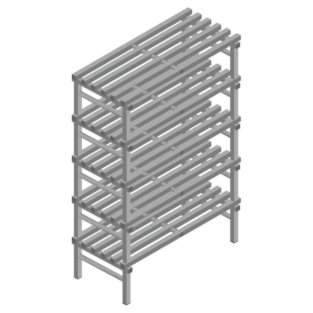 Kunststof stelling REA Euro Grey 1850x1200x600 mm (hxbxd) 5 niveaus