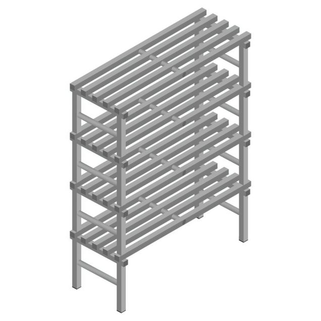 Kunststof stelling REA Euro Grey 1900x1200x500 mm (hxbxd) 4 niveaus