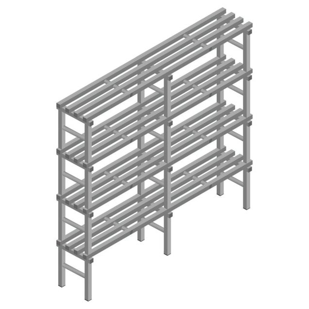 Kunststof stelling REA Euro Grey 1900x2000x400 mm (hxbxd) 4 niveaus