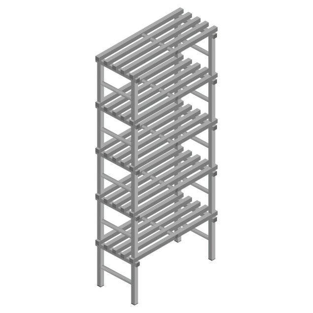 Kunststof stelling REA Euro Grey 2450x1800x500 mm (hxbxd) 5 niveaus