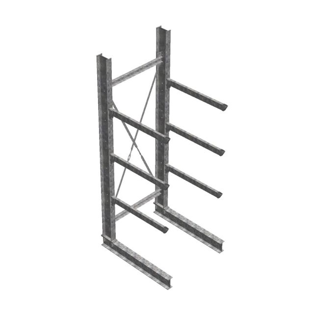 Zware draagarmstelling thermisch verzinkt enkelzijdig 3500x1000x1200mm (hxbxd) 3 niveaus beginsectie