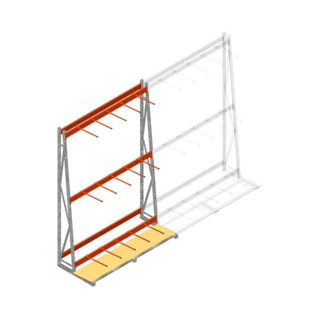 Stelling voor verticale opslag AR enkelzijdig 3000x1850x900 mm (hxbxd) 3 niveaus beginsectie