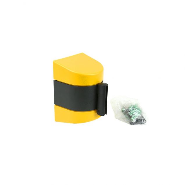 Spoel met afzetlint voor wandmontage geel-zwart 50mm 5m