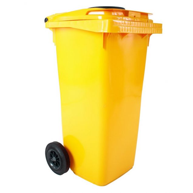 Kunststof container met rozet 120L, Geel