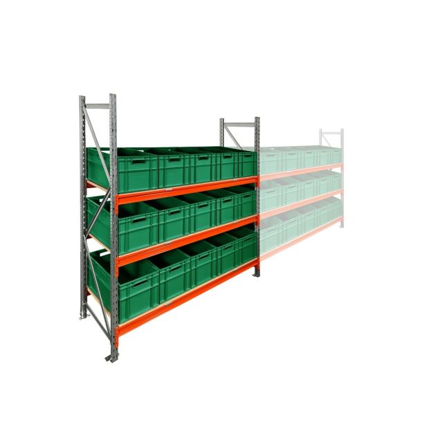 Bakkenkast AR 2000x2250x600 mm (hxbxd) 3 niveaus met 15 euronormbakken groen beginsectie